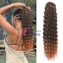 Extensie de par coada Afro Kinky Curly tip Mesa cu  elastic Saten Inchis cu Saten Deschis de 55 cm LSDP221BT30